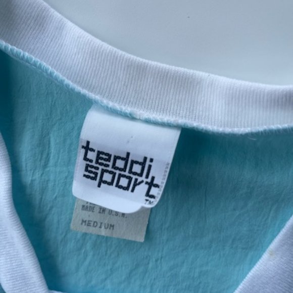 VINTAGE TEDDI SPORT WOMEN'S TOP SIZE M  BLUE, WHITE, PINK AND YELLOW - Picture 3 of 5